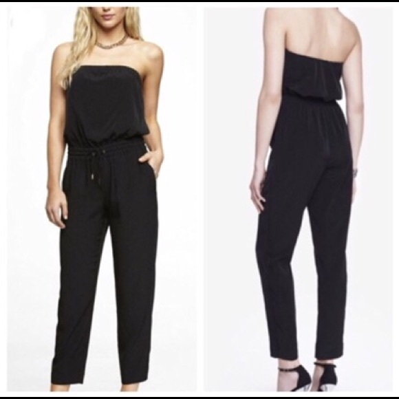 Express Pants & Jumpsuits Black Express Strapless Romper Poshmark